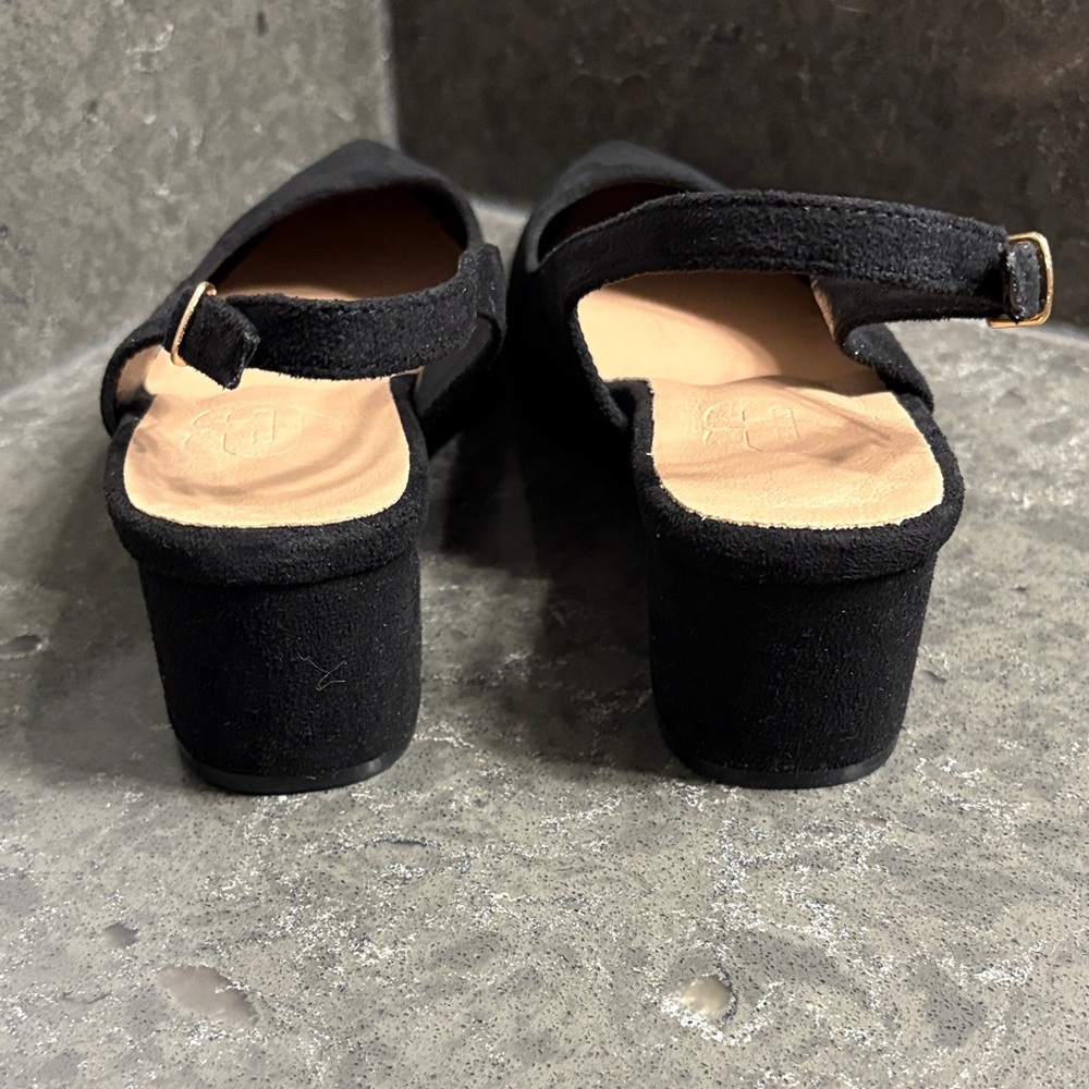 Chic Black Suede Slingback Heels for Women - Picture 4 of 9